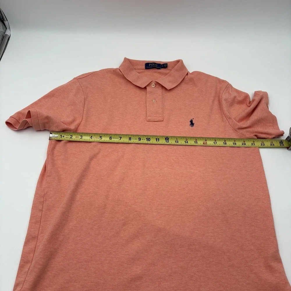 Polo Ralph Lauren Men's Large Orange Heathered Short Sleeve Polo Shirt Cotton